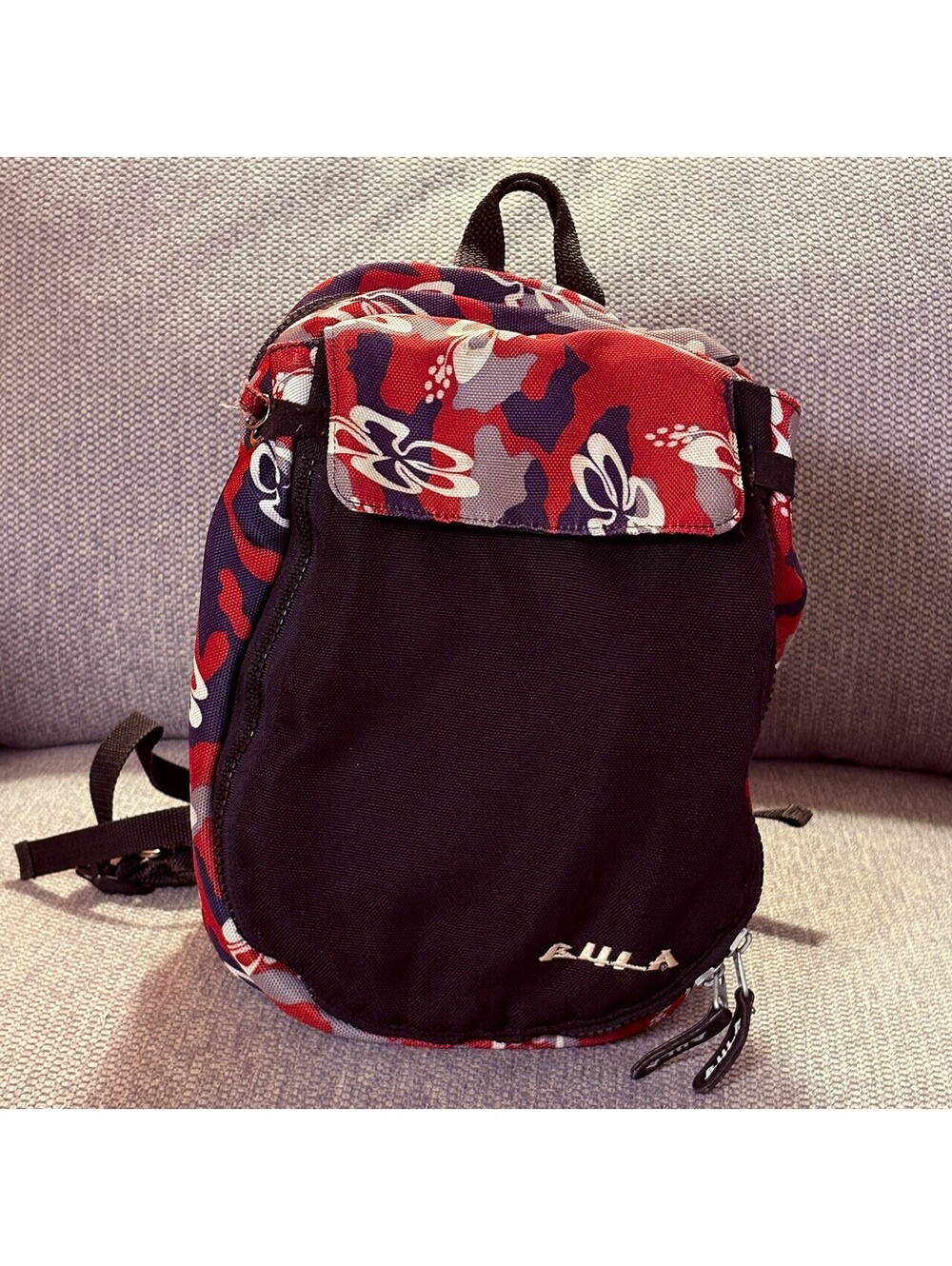 BULA Red and Black Floral Pattern Backpack